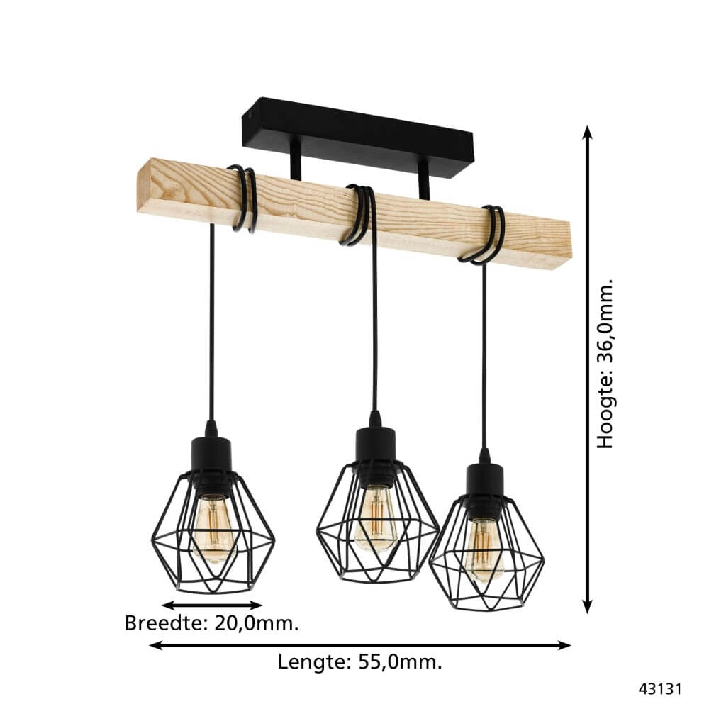 Wooden ceiling lamp Townshend 5 Eglo 9002759440749