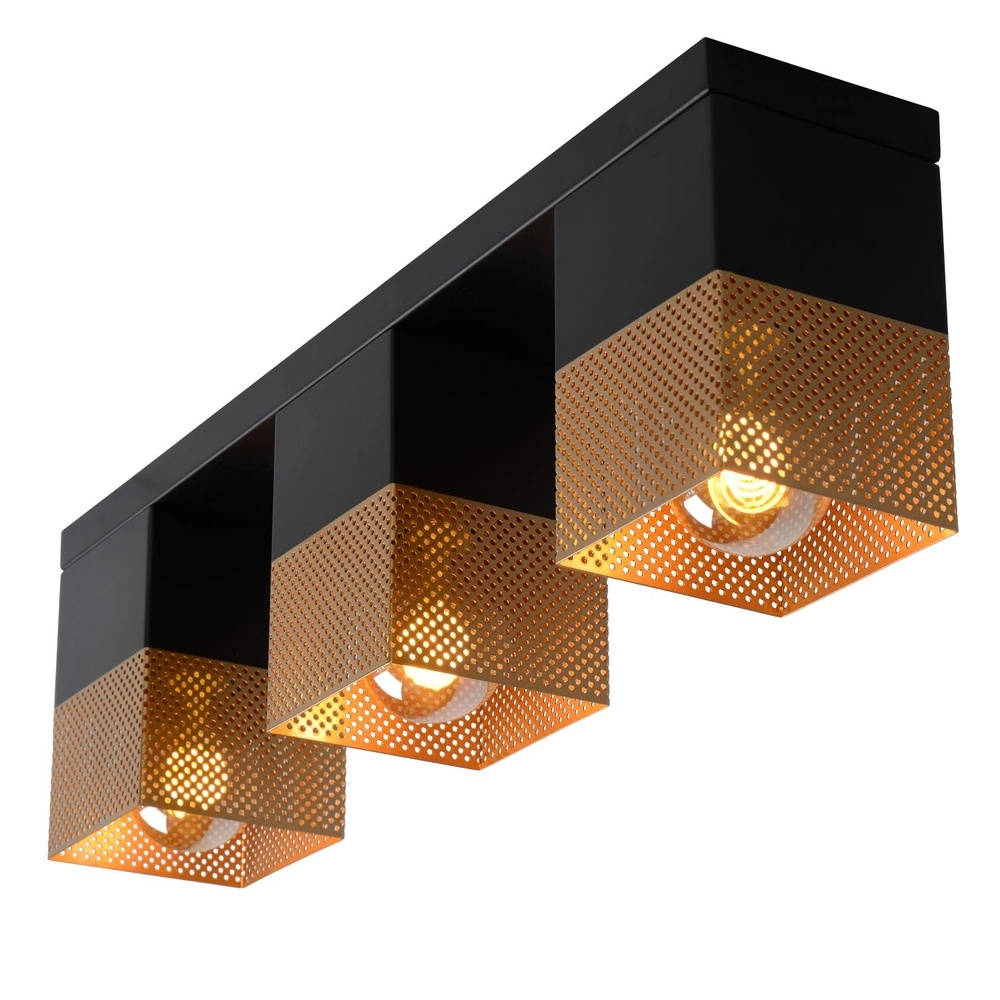 Design ceiling lamp Renate 3-light black with gold Lucide 5411212211262