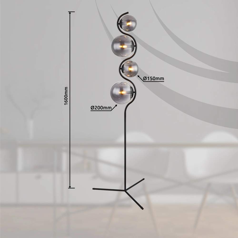 Modern floor lamp Porry 4-light black Globo 9007371431861