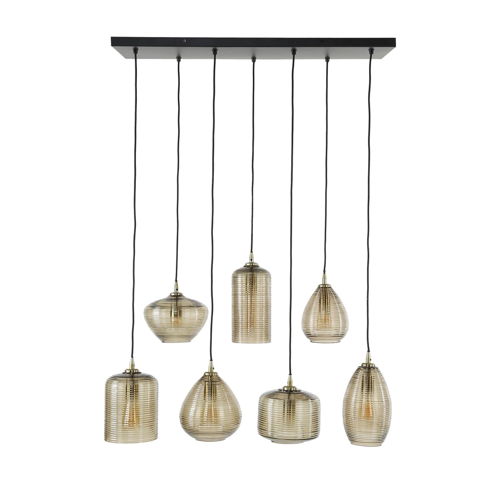 Dining room pendant lamp Stripe 7-light - ribbed glass Lyora 8716803511125