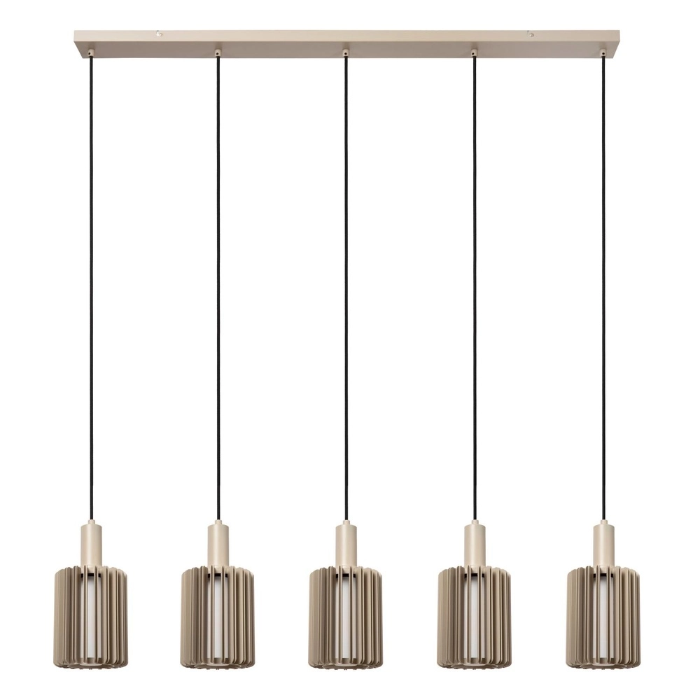 5-light pendant lamp Lambres straight taupe