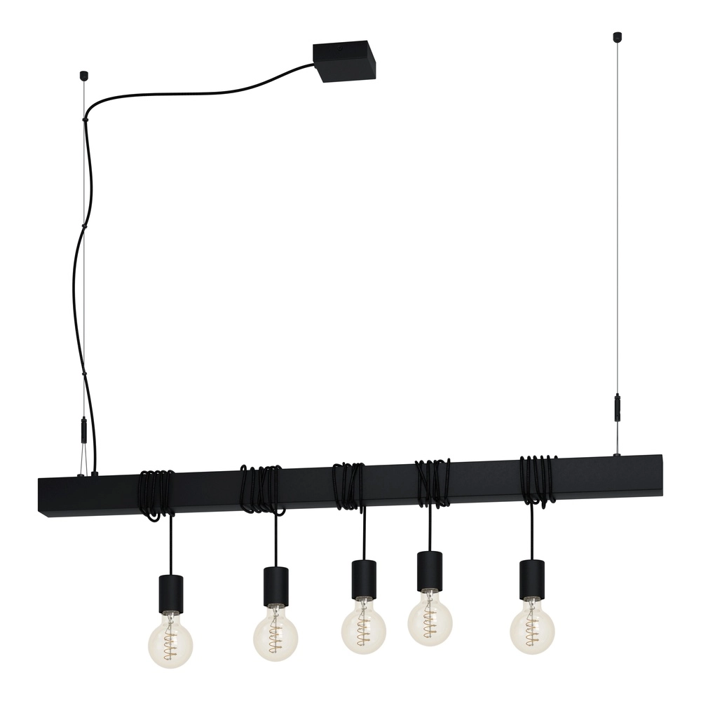 5-light pendant lamp Townshend-B black - dining table