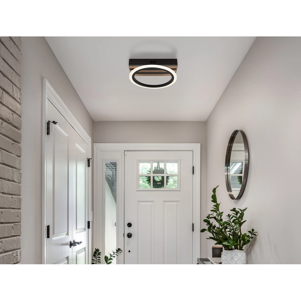 Ceiling lamp Blevins black with wood Globo 9007371569168