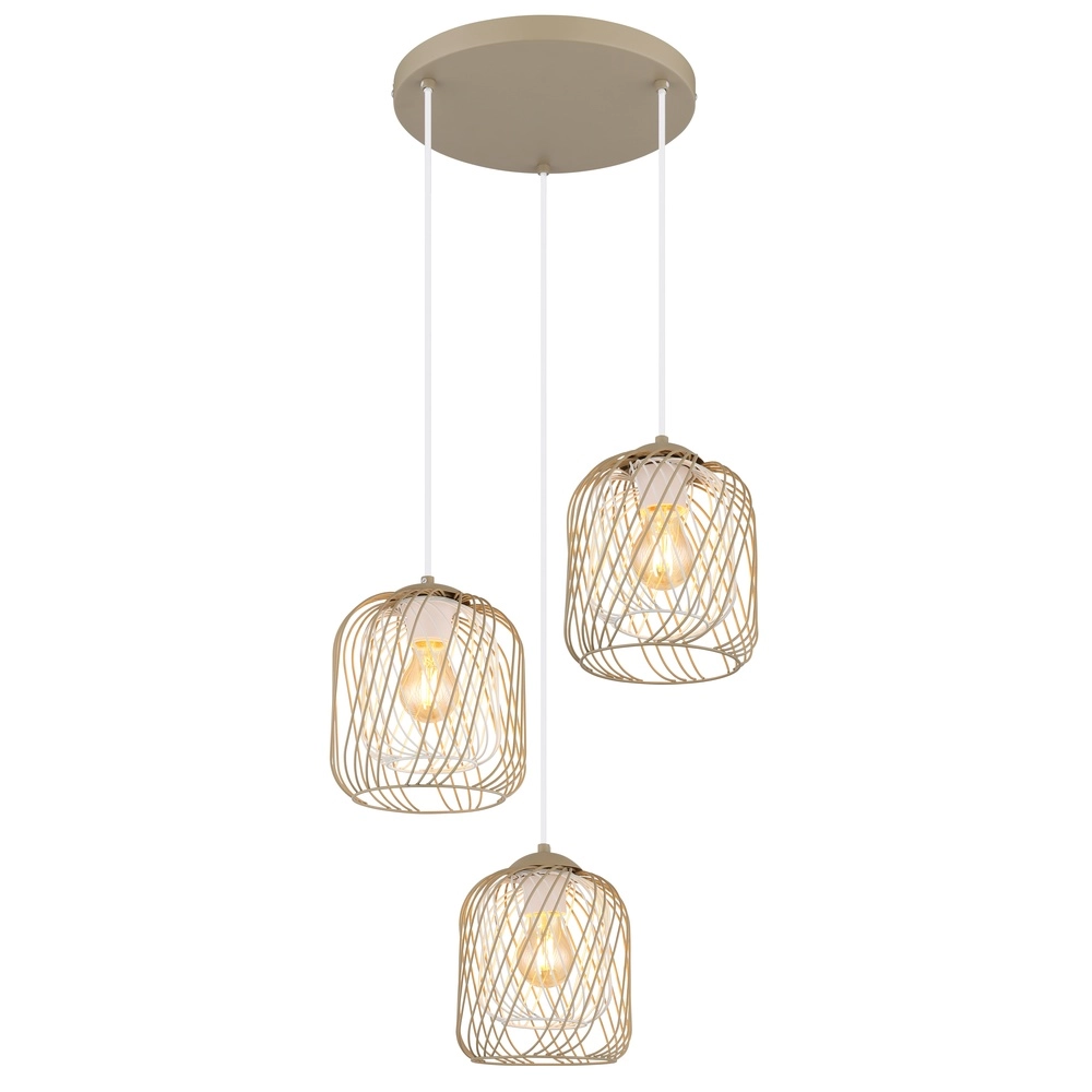 3-light pendant lamp Dichti round sand brown