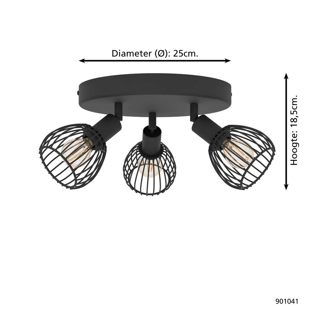 3-light wire lamp spotlight Sonnino black - E14 Eglo 9008606306046