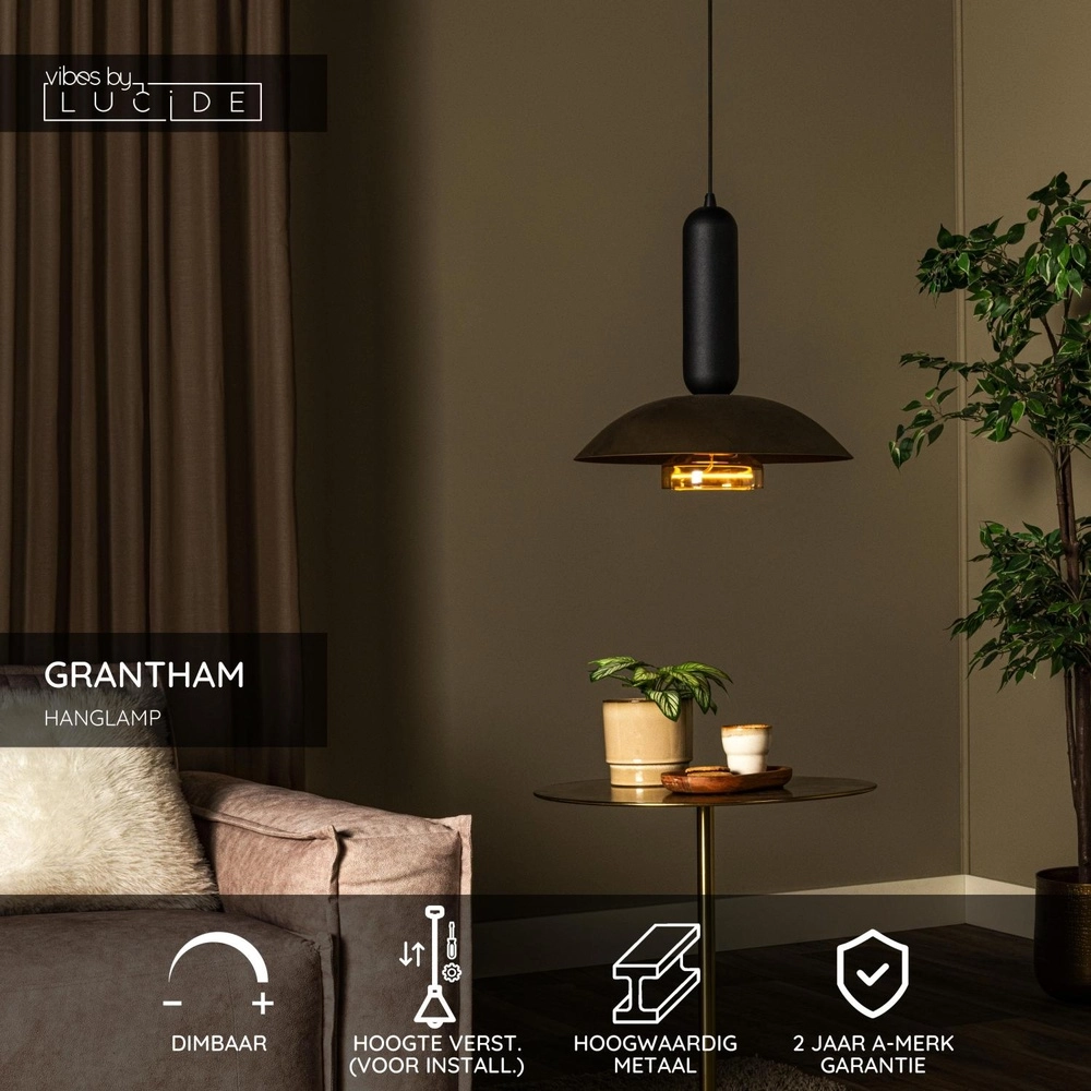Pendant lamp Grantham coffee brown Lucide 5411212212375