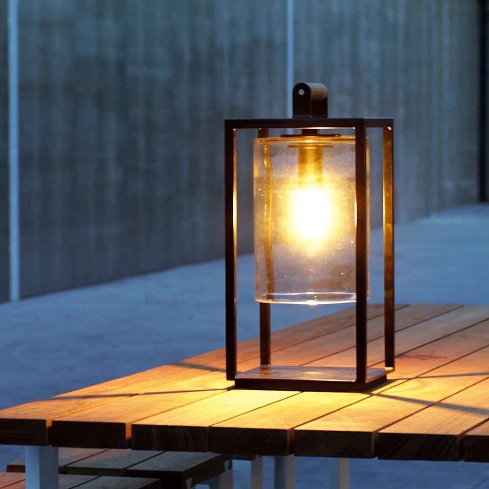 Outdoor table lamp rural Dome Teak Royal Botania