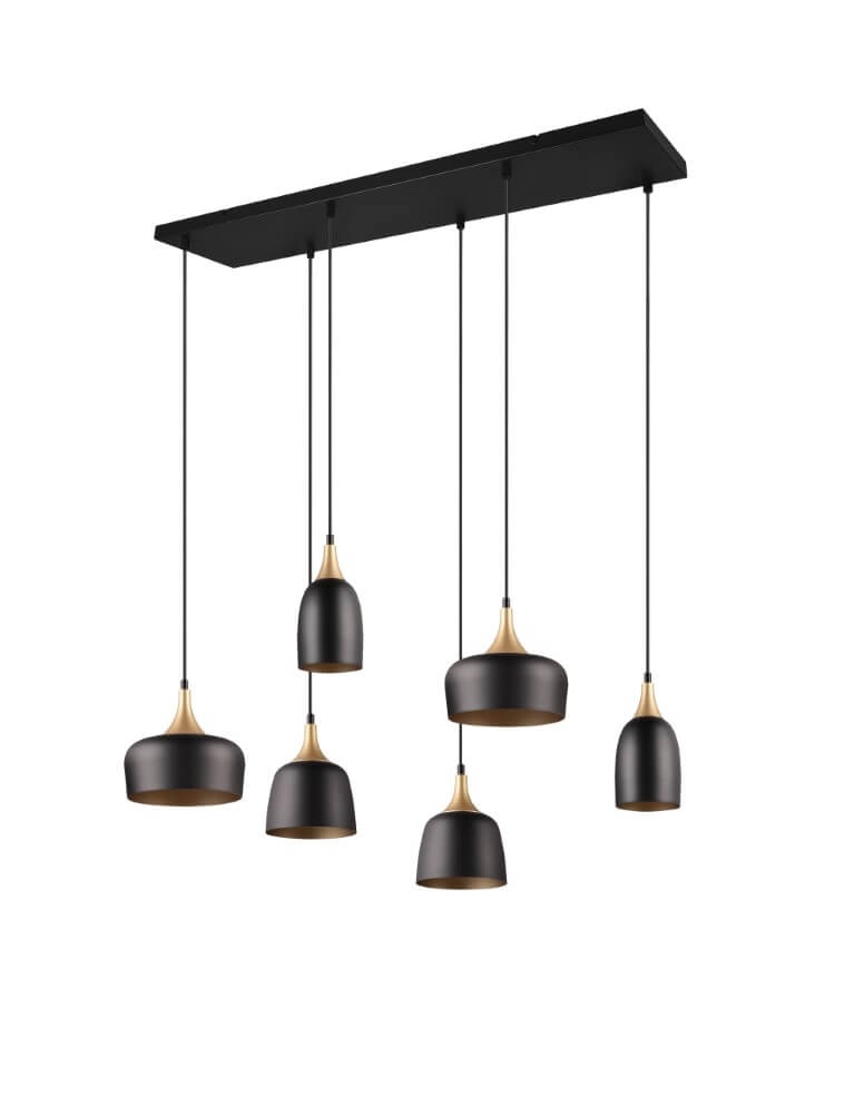 Design hanging lamp Chiraz black 6-light