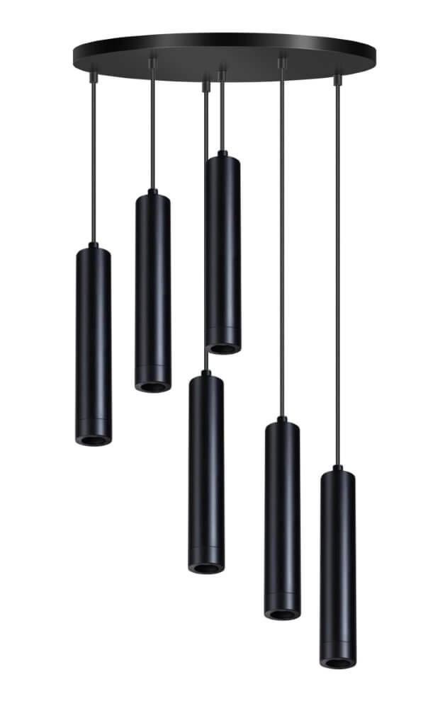Sleek pendant lamp Miller black 6-lights