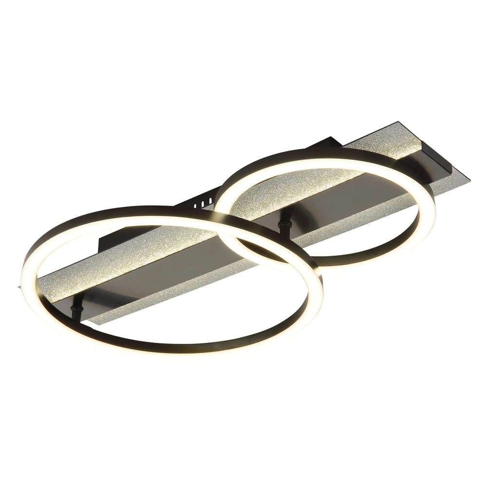 Black ceiling lamp Norberto 2 rings