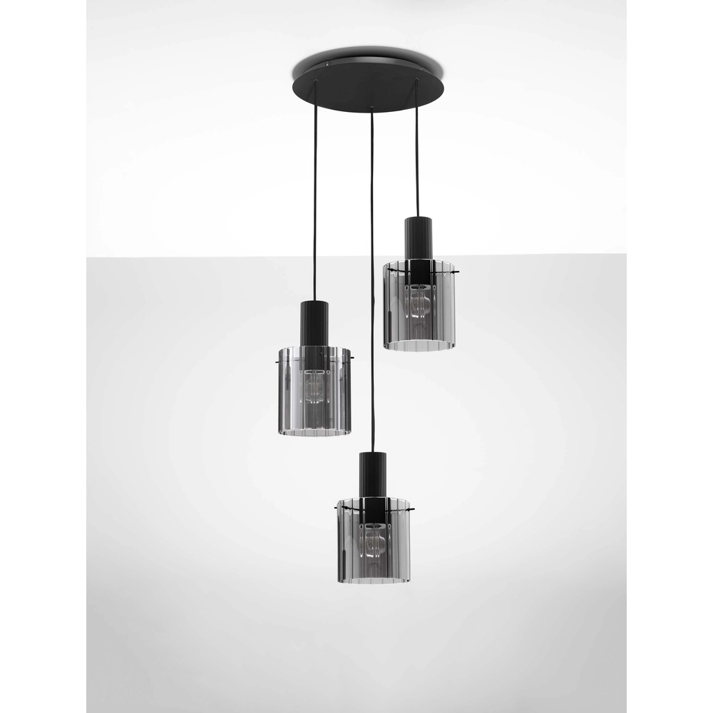 Design pendant lamp Mirbi 3-light black round Lyora 5212017468437
