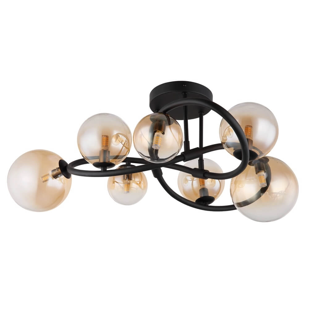 Black ceiling lamp Tuberius Design 7-light Globo 9007371446445