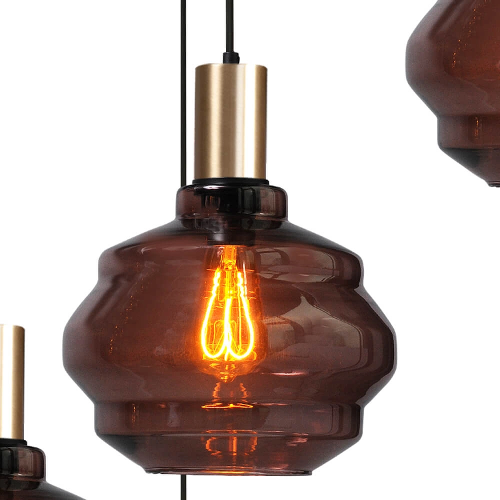 5-light loft hanging lamp - gold - Porto with Ball red glasses - Ø 24cm Masterlight 8718121270982