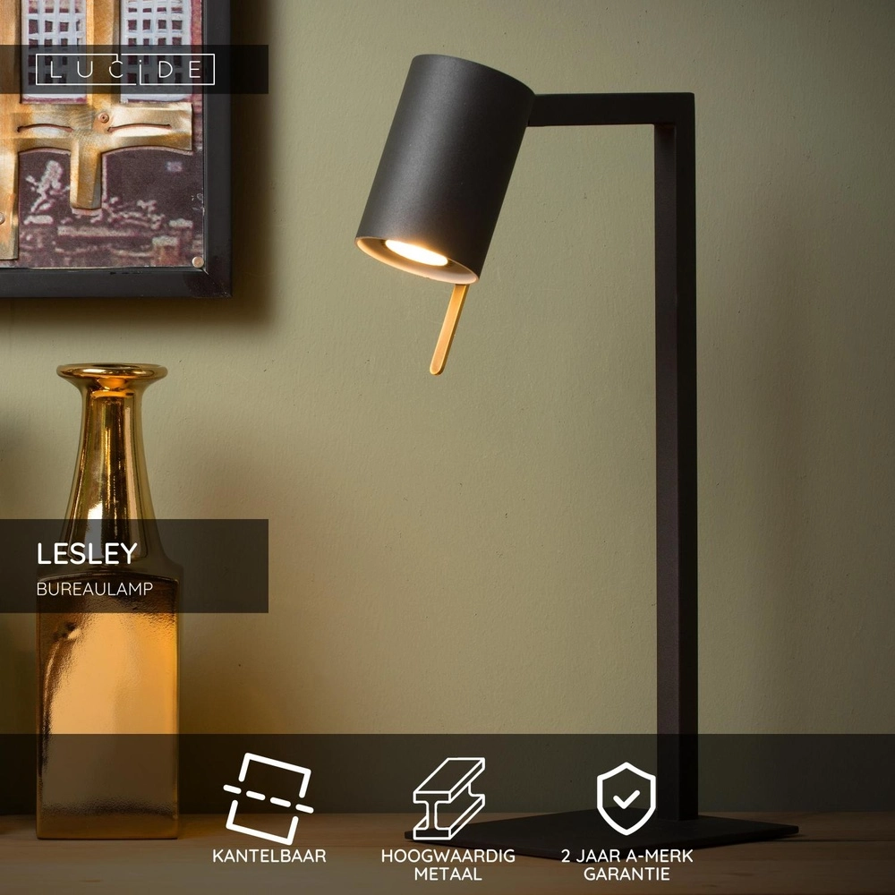 Modern desk lamp Lesley Black Lucide 5411212031129