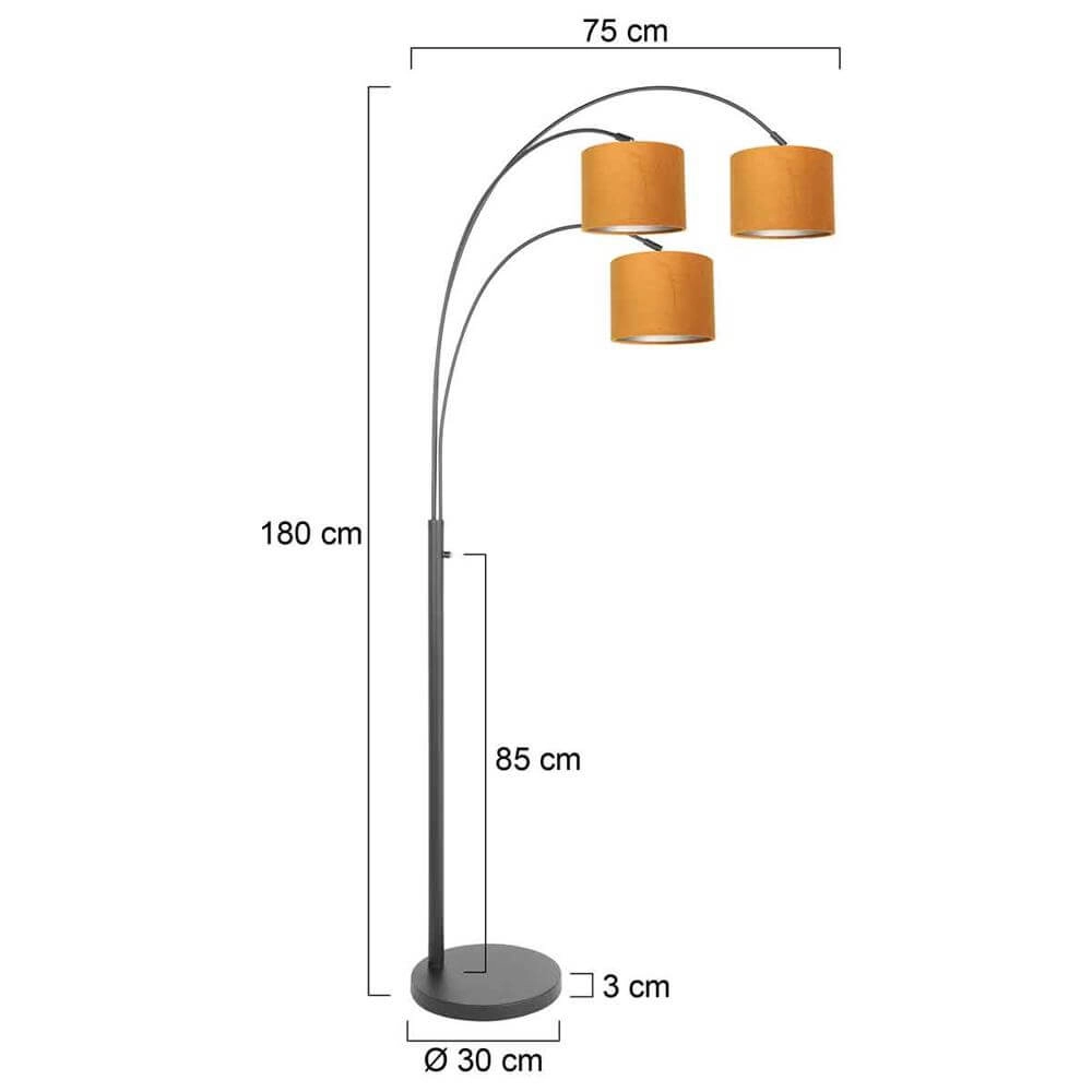 Floor lamp Sparkled Light black with golden caps Steinhauer 8712746173581