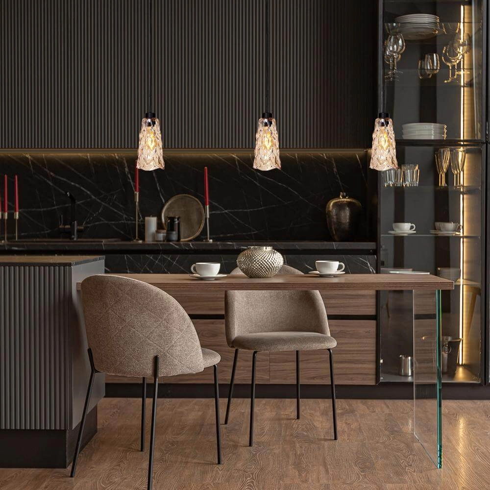 Pendant lamp Vidrio black with amber glass Steinhauer 8712746173710