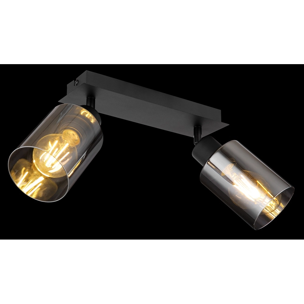 Ceiling lamp Hadera 2-light black with smoke glass Globo 9007371440214