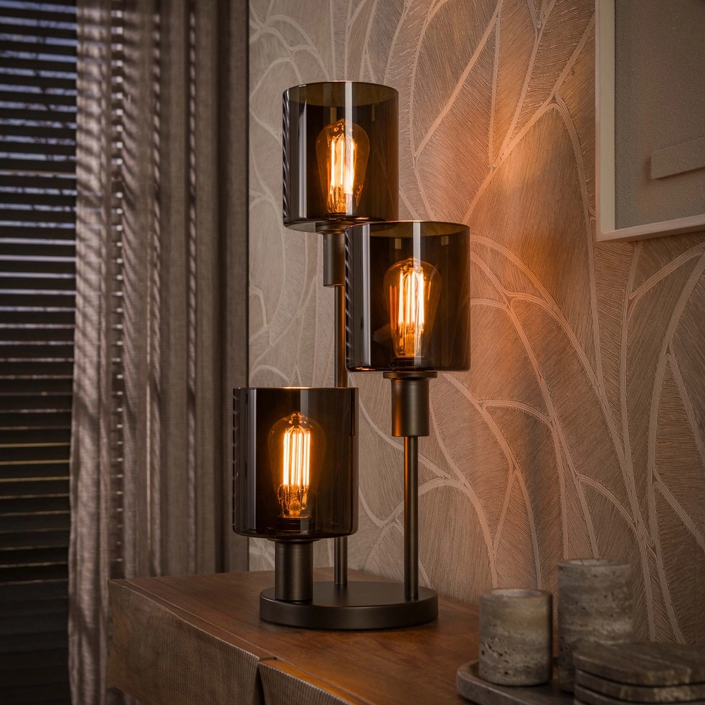 Design tafellamp Sepiora 3-lichts sienna bruin