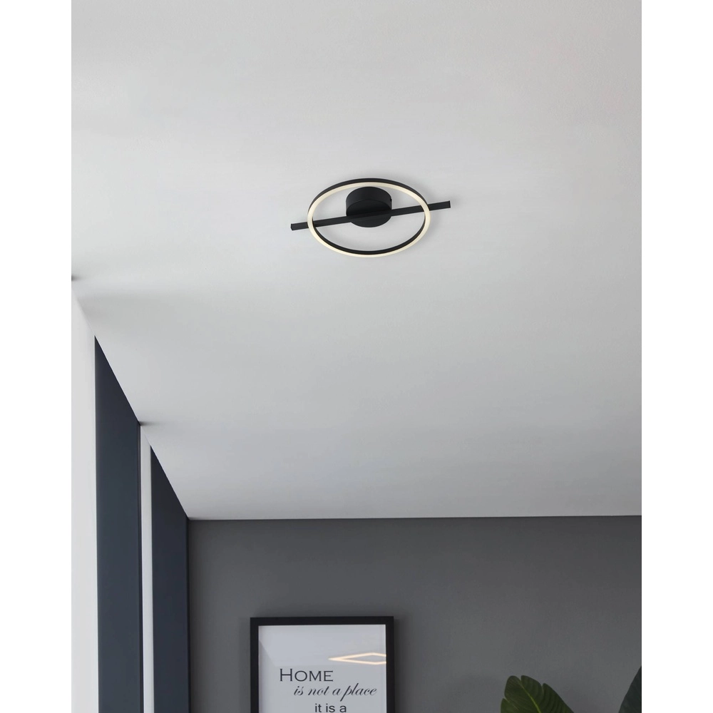 Led ceiling light Amandolo with remote control - black - round Eglo 9008606303915