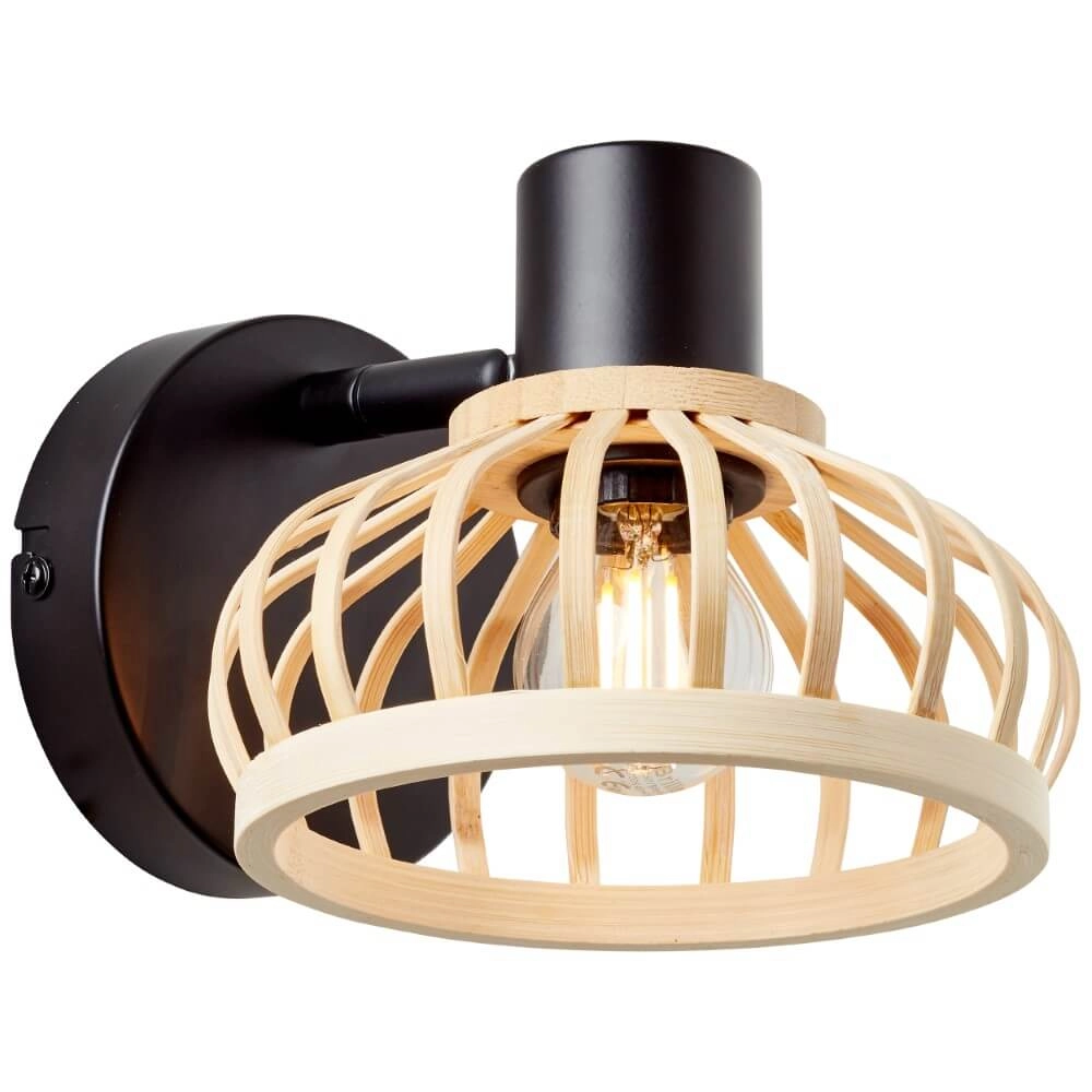 Wall lamp Norah black with wood