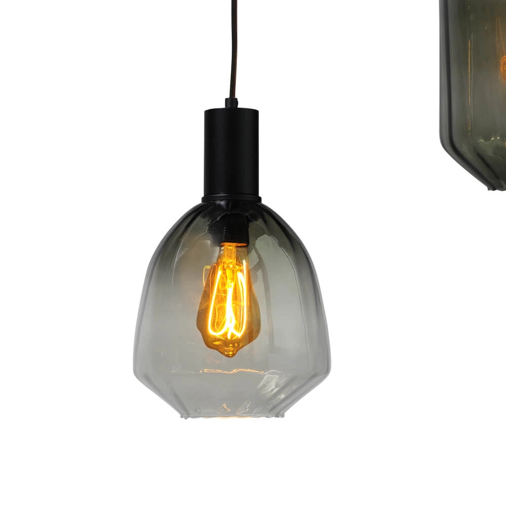 5-light hanging lamp - black - Porto with different glasses Masterlight 8718121270388