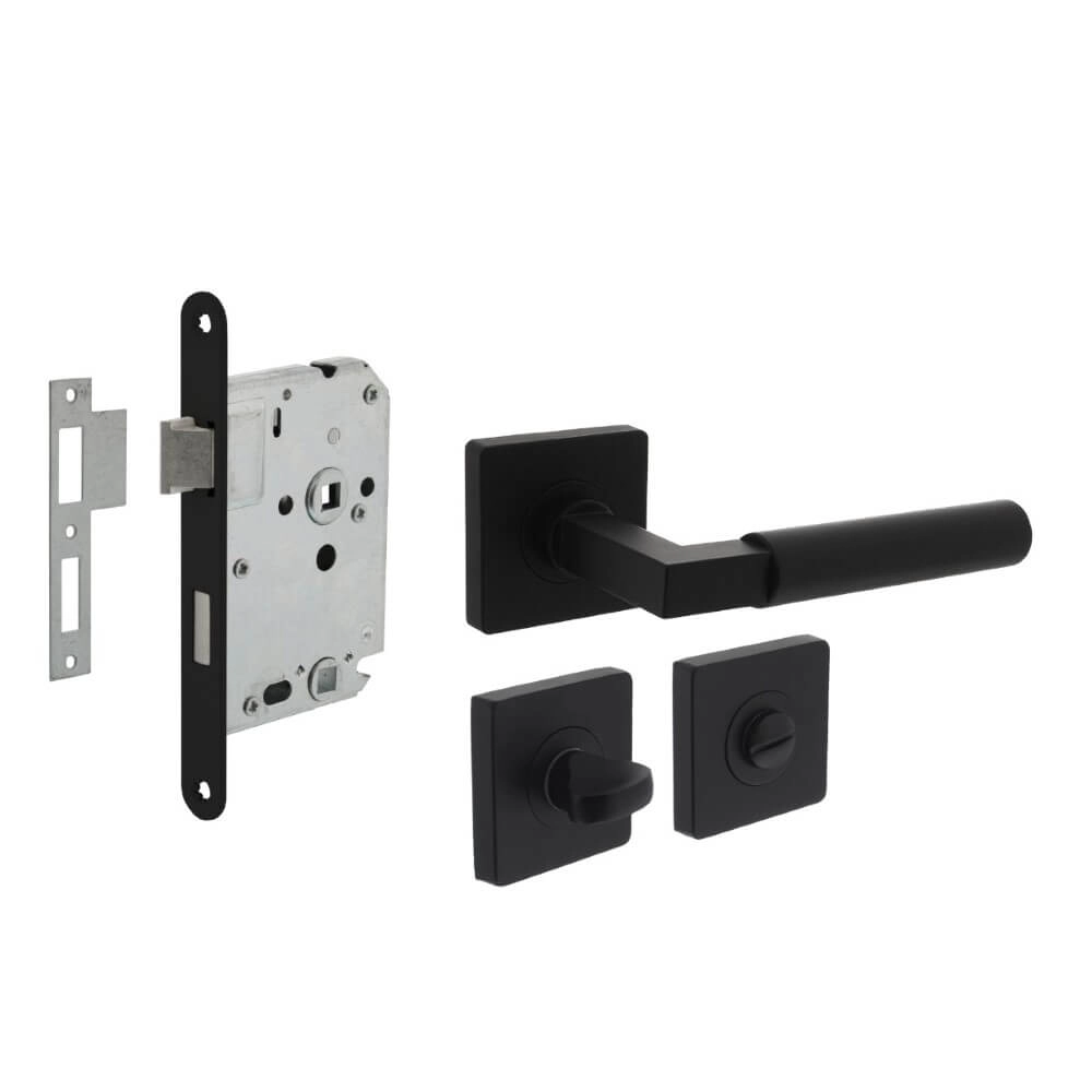 Complete door handle set Bau-Stil Black toilet