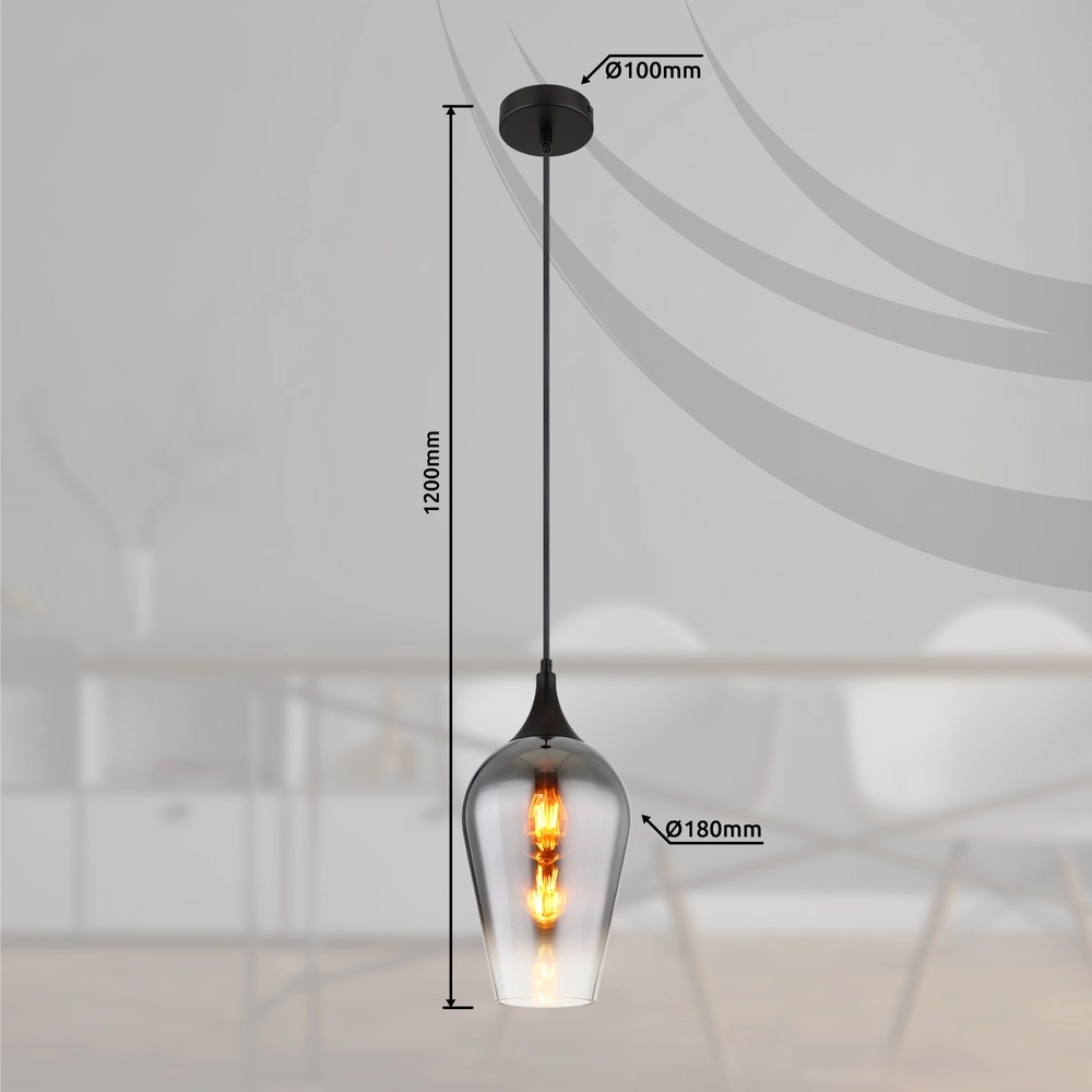 Pendant lamp Lavus smoke glass Globo 9007371450008