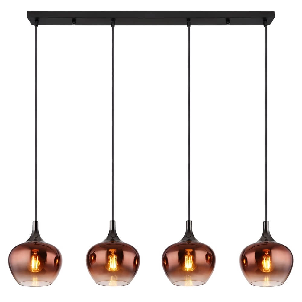 Black pendant lamp Maxy with red glass 4-lights Globo 9007371447985