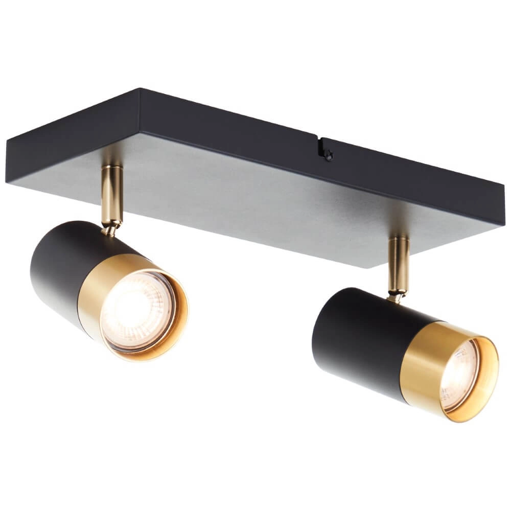 2-light surface-mounted spotlight Vigolo black with gold Brilliant 4004353441325