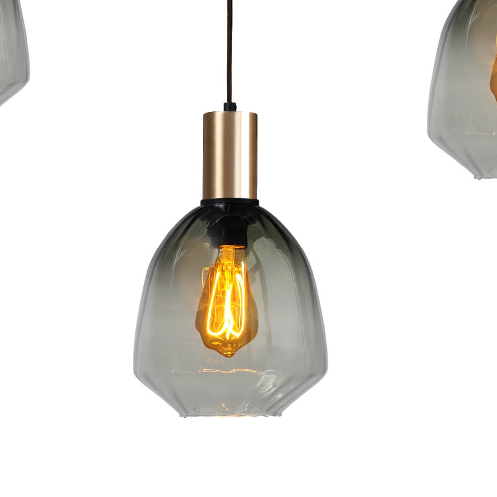 5-light hanging lamp - gold - Porto with Nicolette green glasses Masterlight 8718121270357