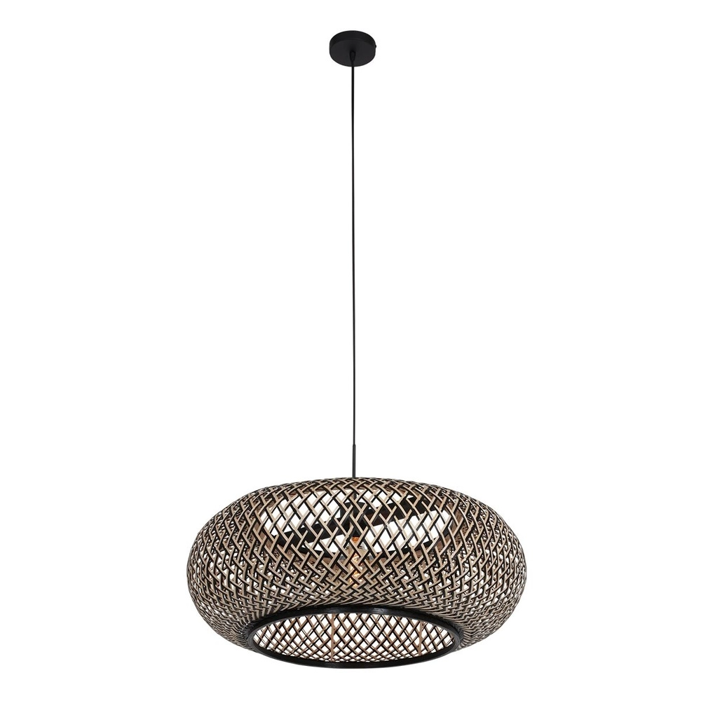 Pendant lamp HaloSwap Ø 60cm black and rattan Steinhauer 8712746183276
