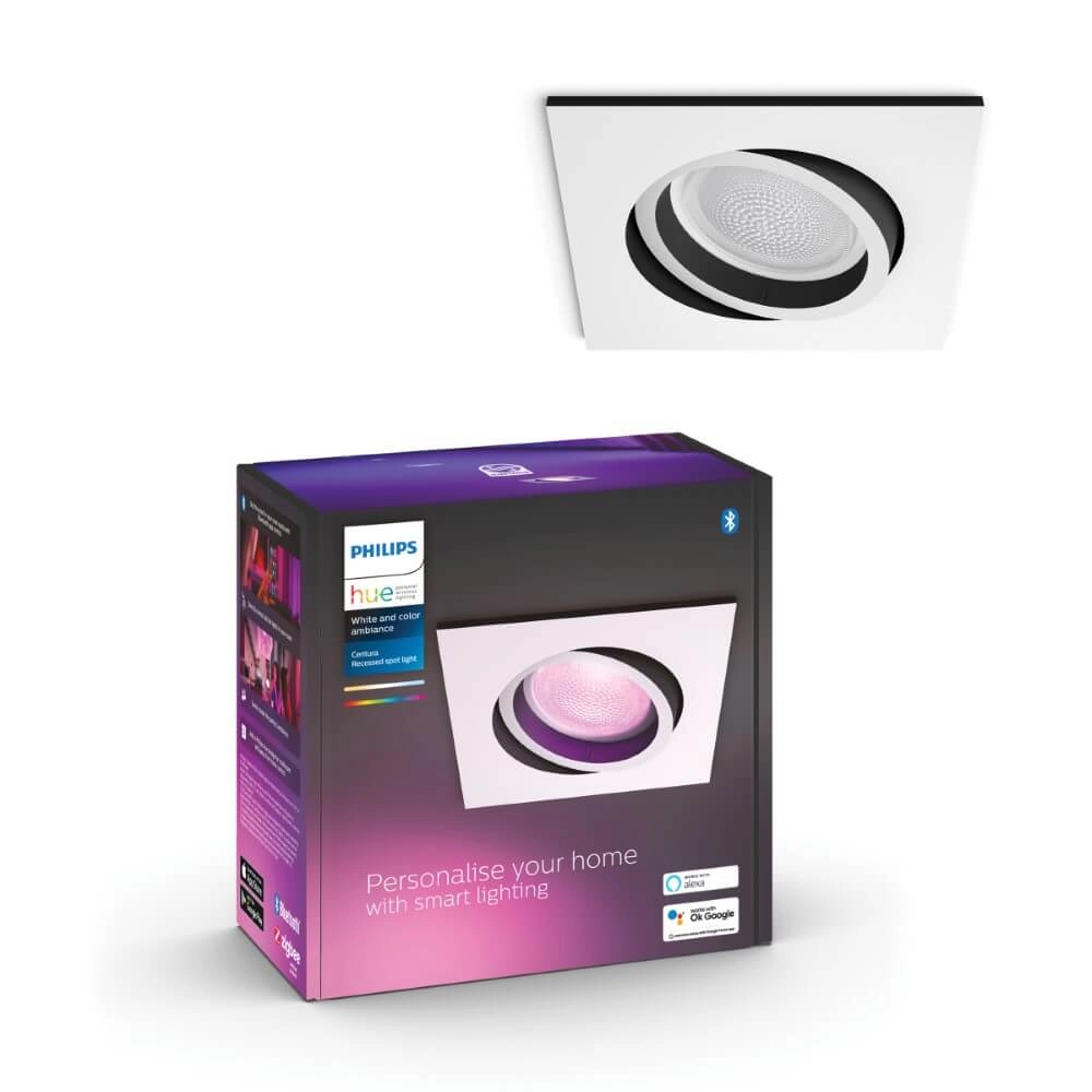 Square recessed spotlight Hue Centura - White and Color orientable white Philips 8720169319219