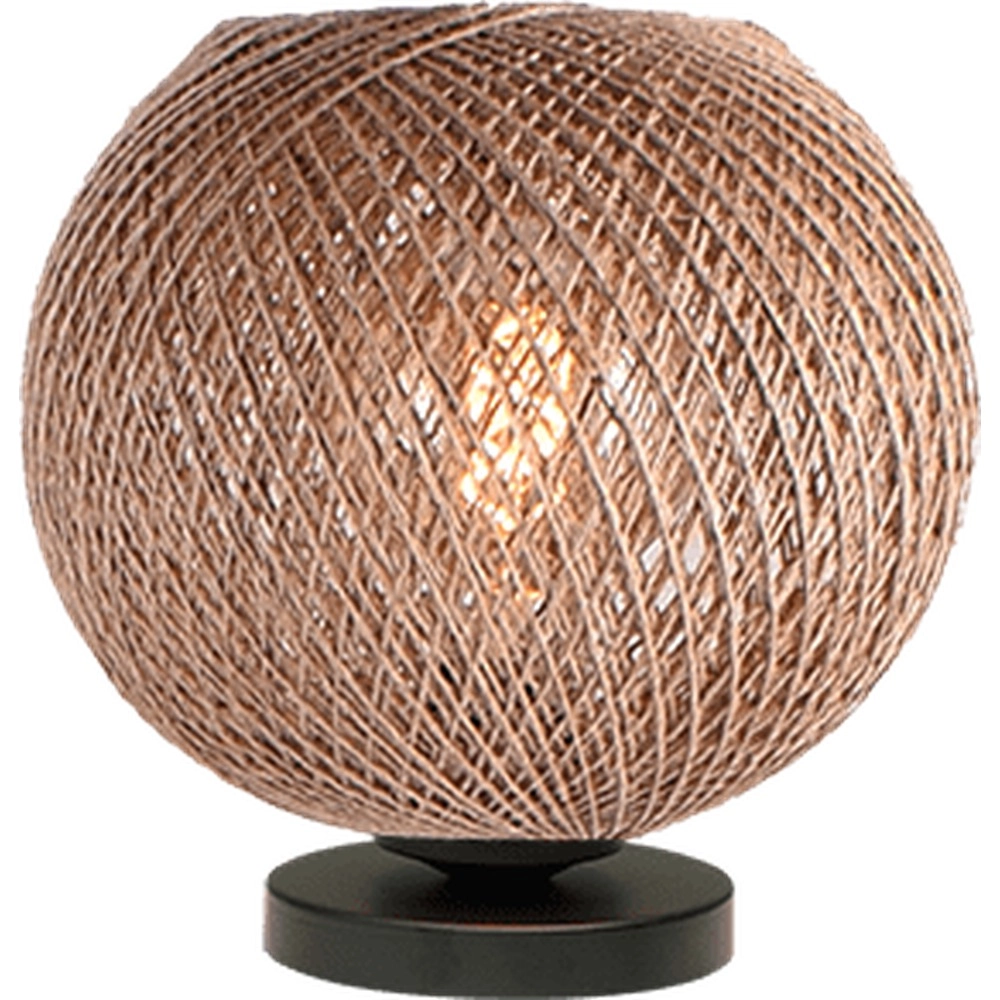 Table lamp Corda black with rattan Ø 20cm