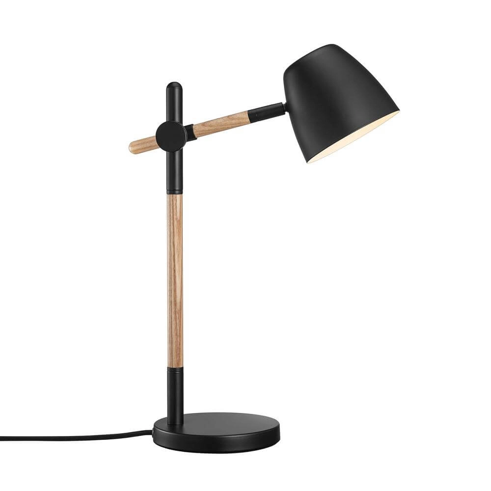 Table lamp Theo black with wood