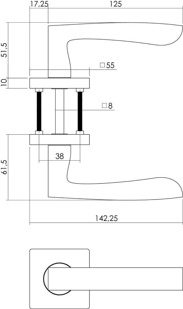 Tight door handle Dean square nickel matt Intersteel 8714186272657