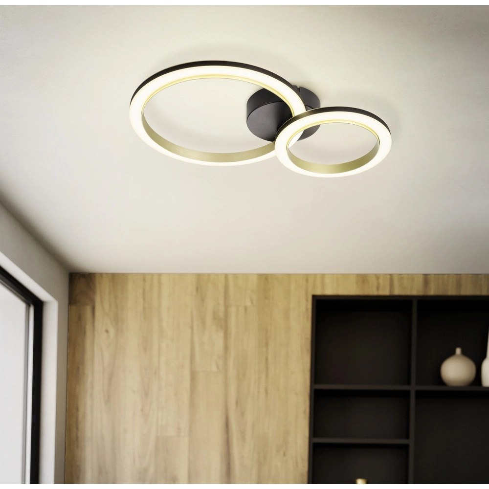 Smart ceiling light Calliera 42cm - black with gold - round Eglo 9008606332922