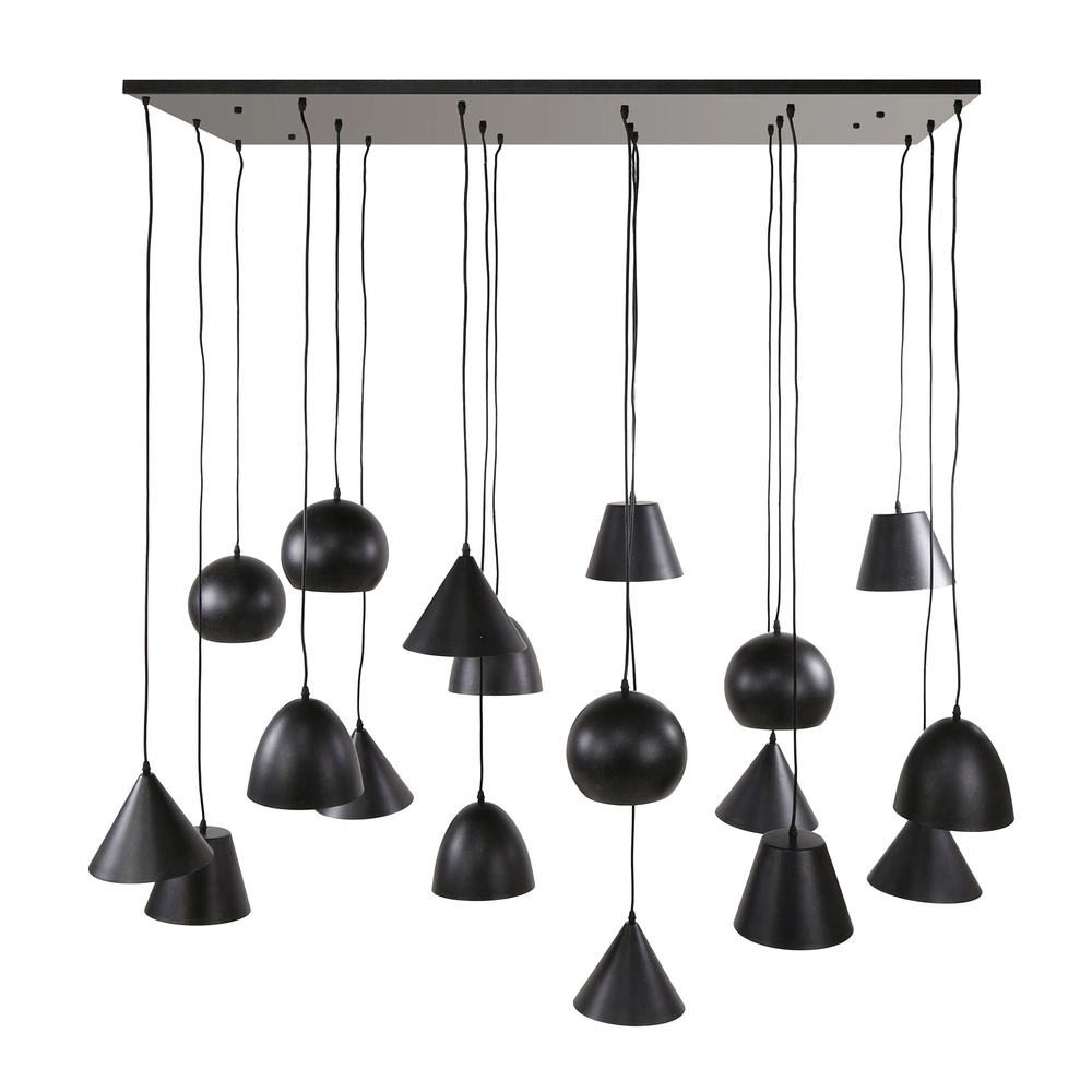 XXL pendant lamp Metal 18-light - black Lyora 8716803512313