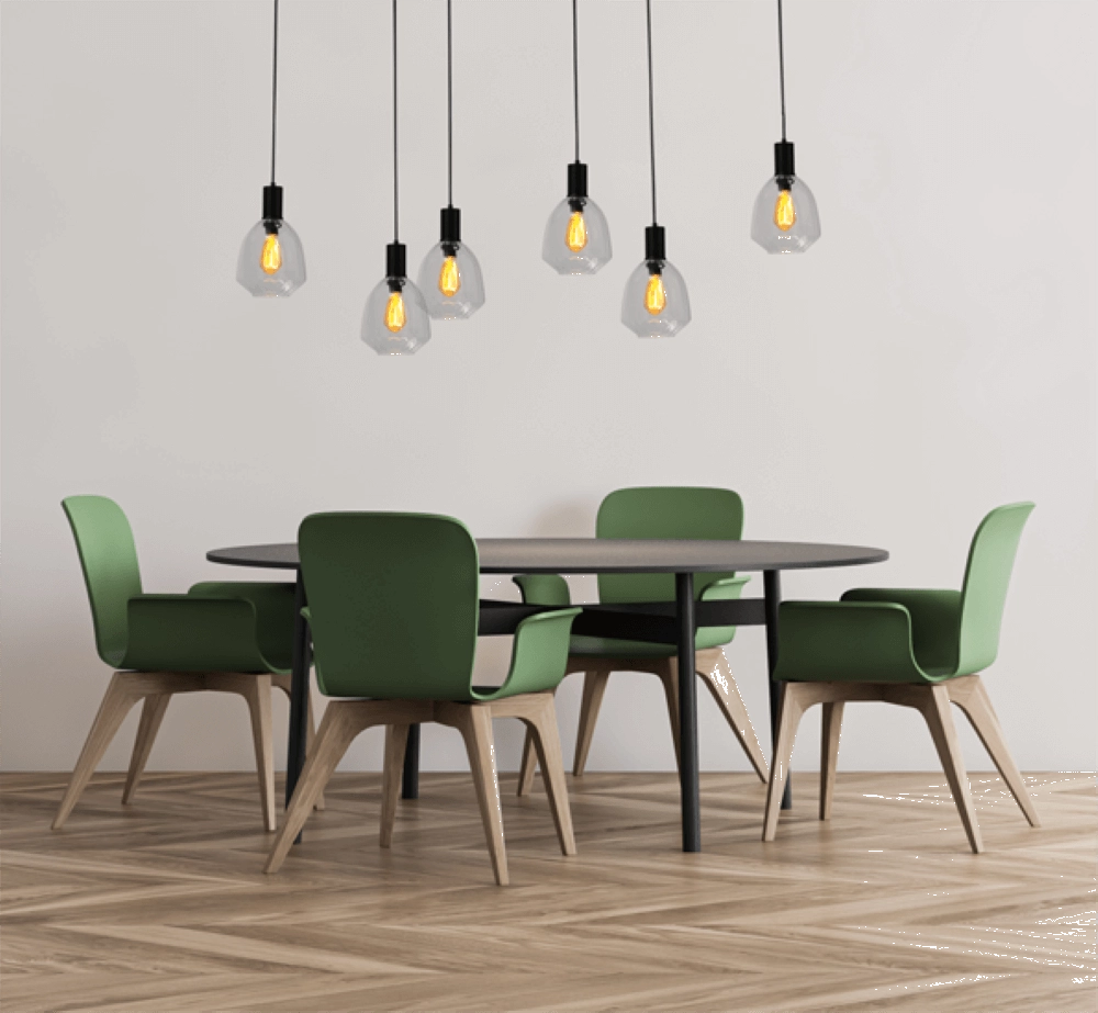 6-light hanging lamp - black - Porto with Nicolette clear lenses Masterlight 8718121270616