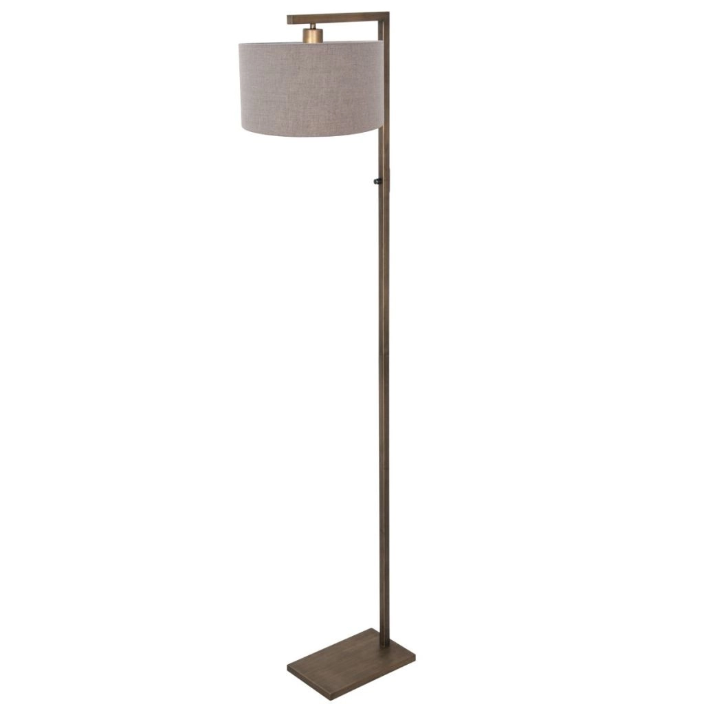 Floor lamp bronze Stang with grey hood
