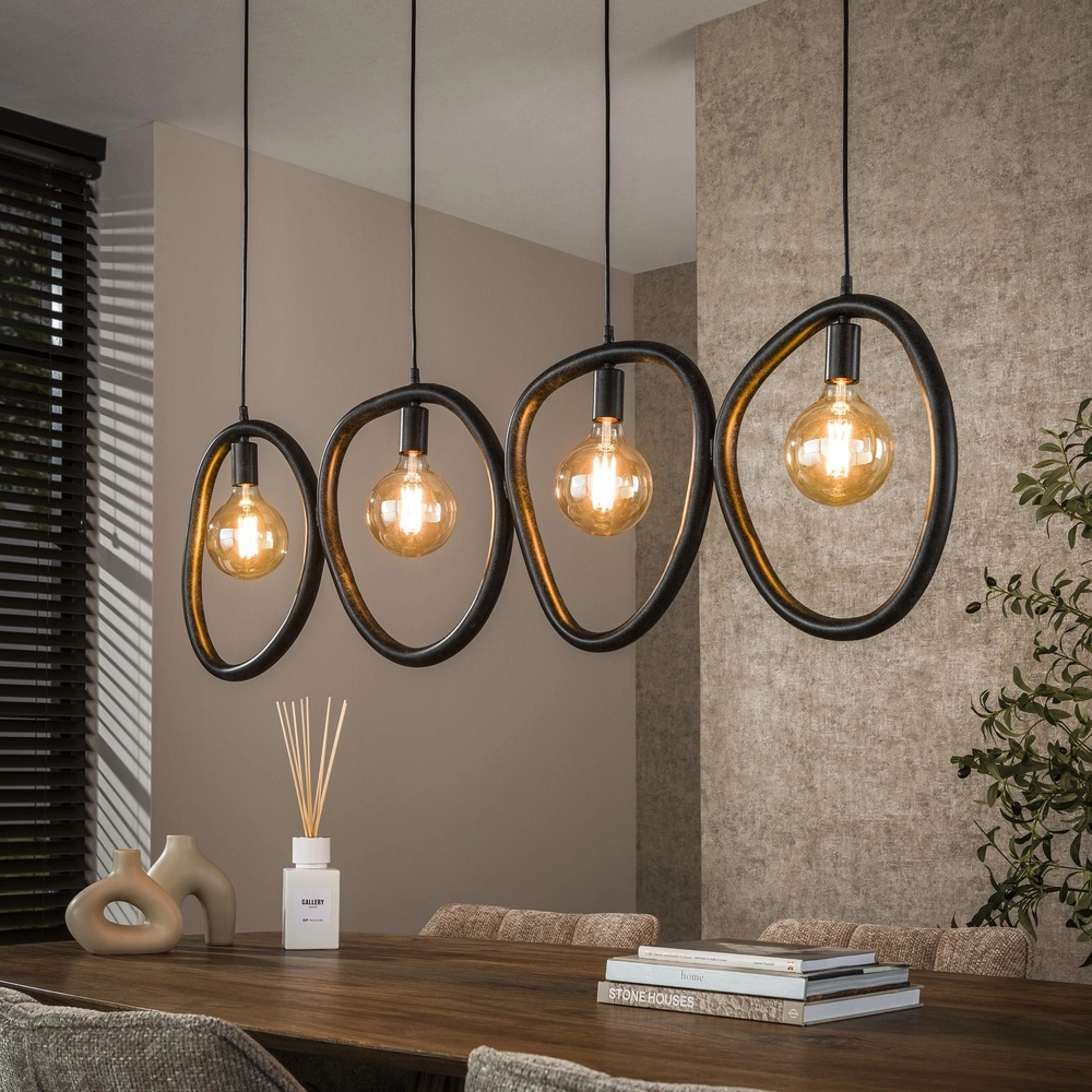 Rings pendant lamp Pebble artic black - 4x E27