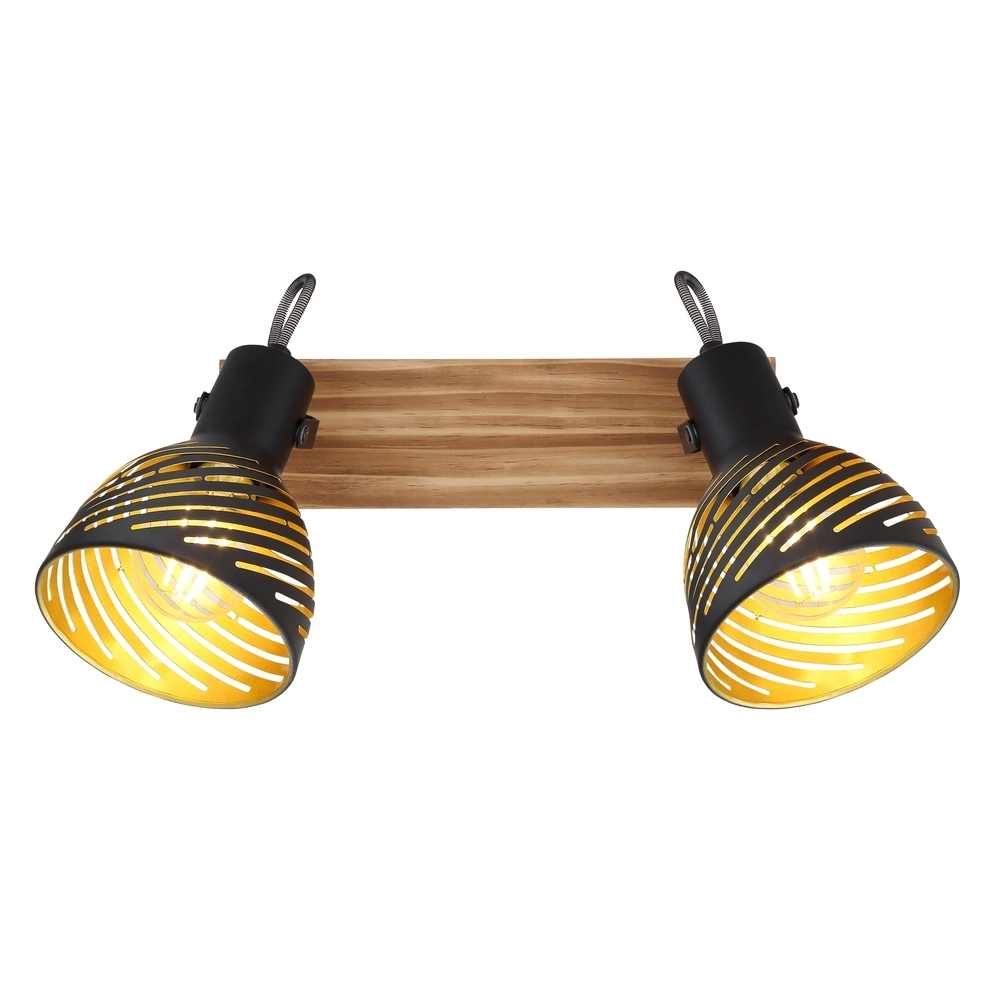 Ceiling lamp Lenna 2-light wood with black Globo 9007371422685