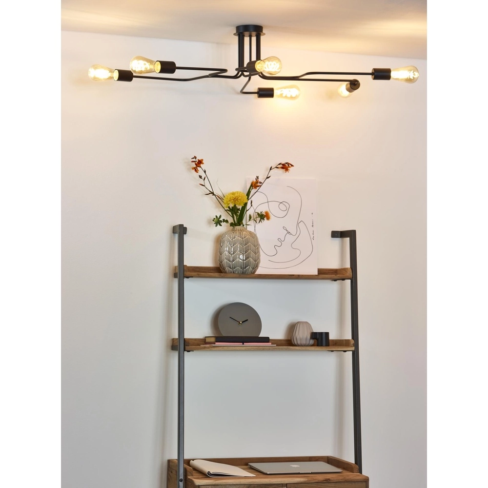 Ceiling lamp Lester 6-light black Lucide 5411212210890