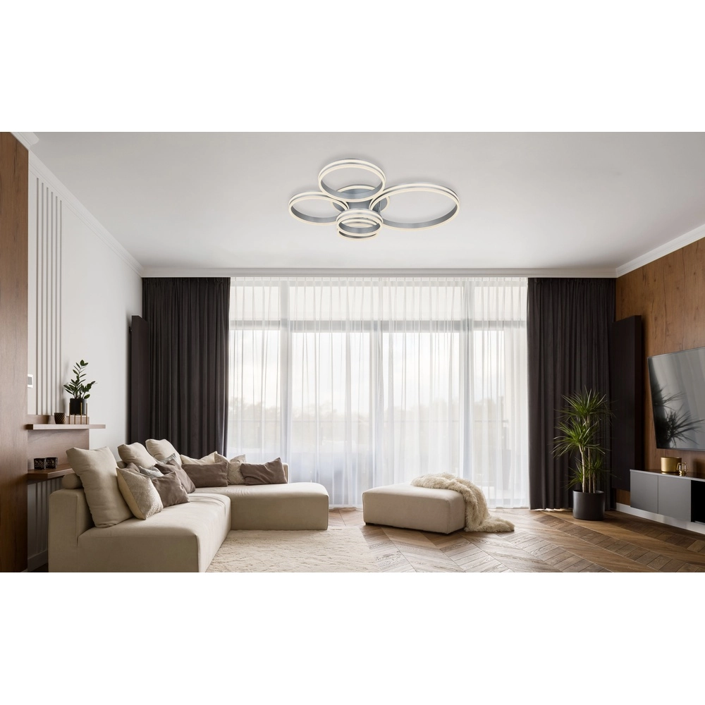 Ceiling lamp Rubio grey 5 rings Globo 9007371422913