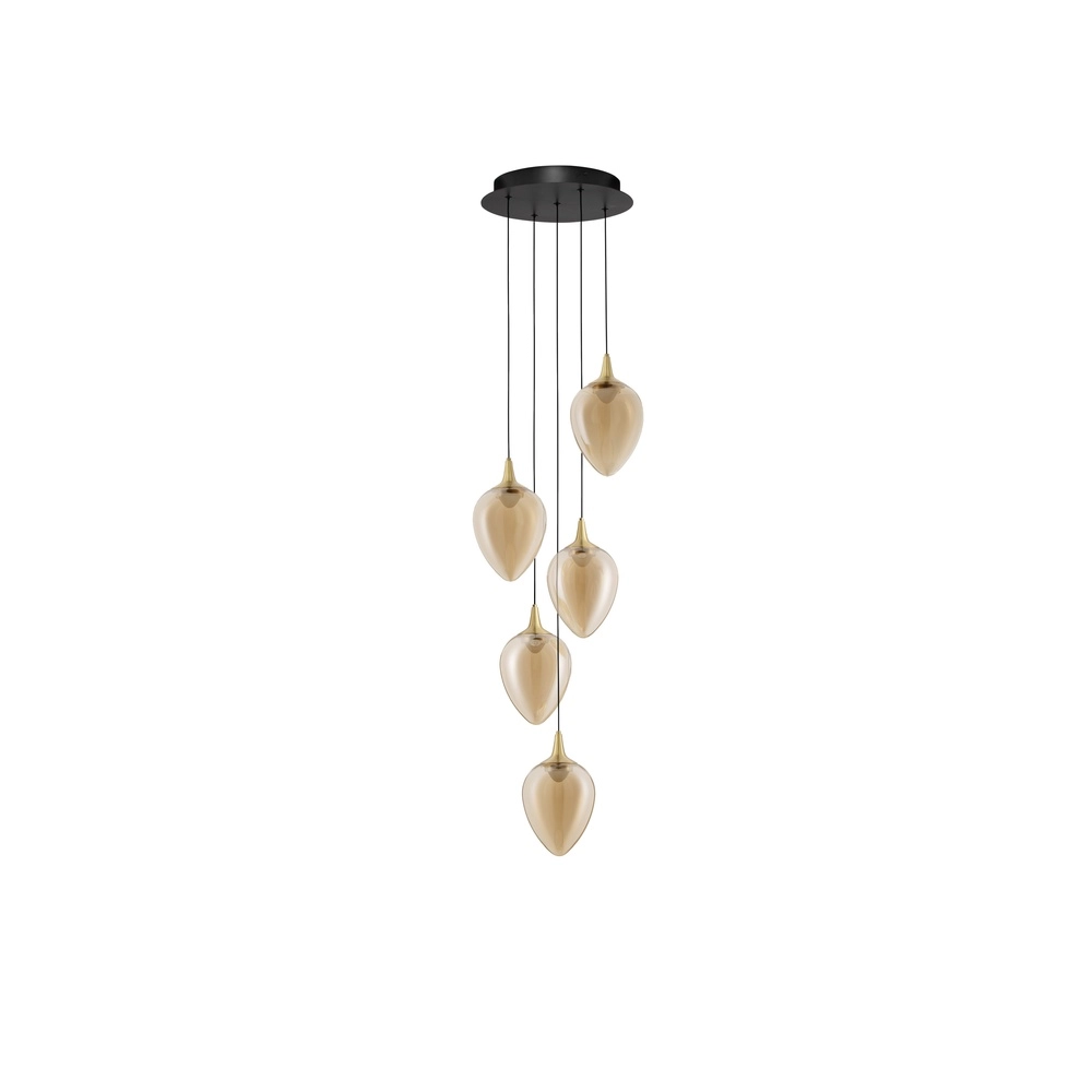 Pendant lamp Nali 5-light amber glass Lyora 5212017477798