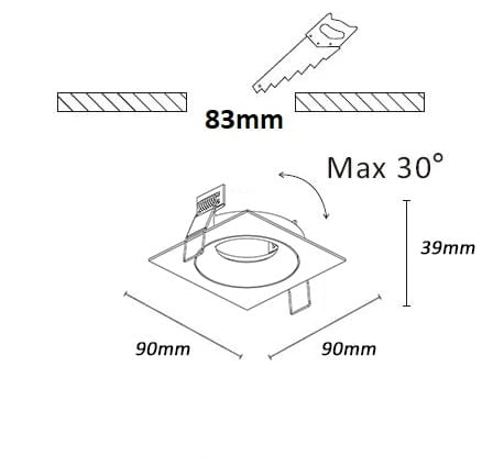 Square recessed spotlight Alice champagne Artdelight 8720701103337