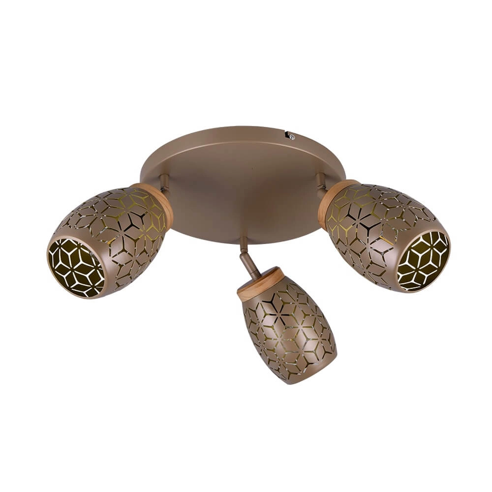 3-light surface-mounted spotlight Bidar brown Trio 4017807633429