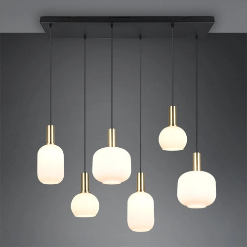 Dining room pendant lamp Diva 6-light - white glass Trio 4017807614510