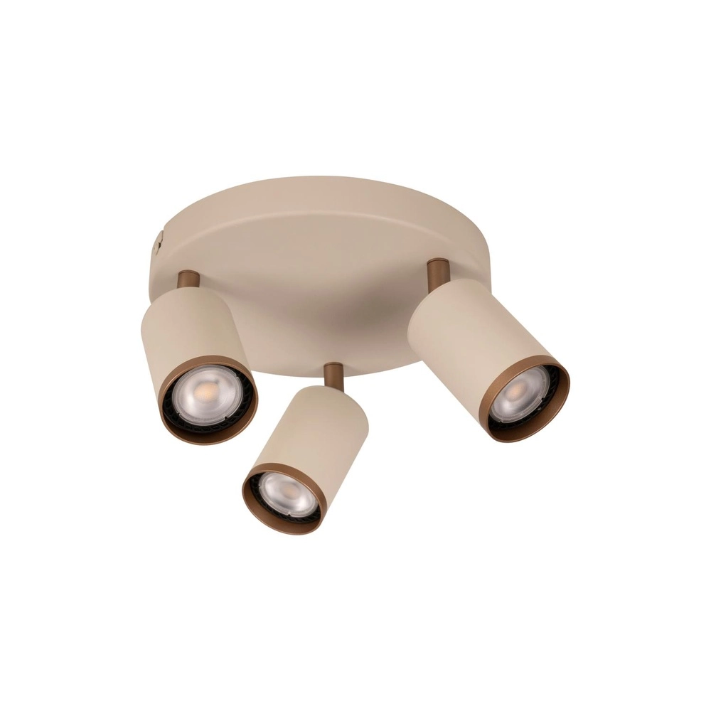 Ceiling spotlight Regina 3-light round taupe with coffee brown