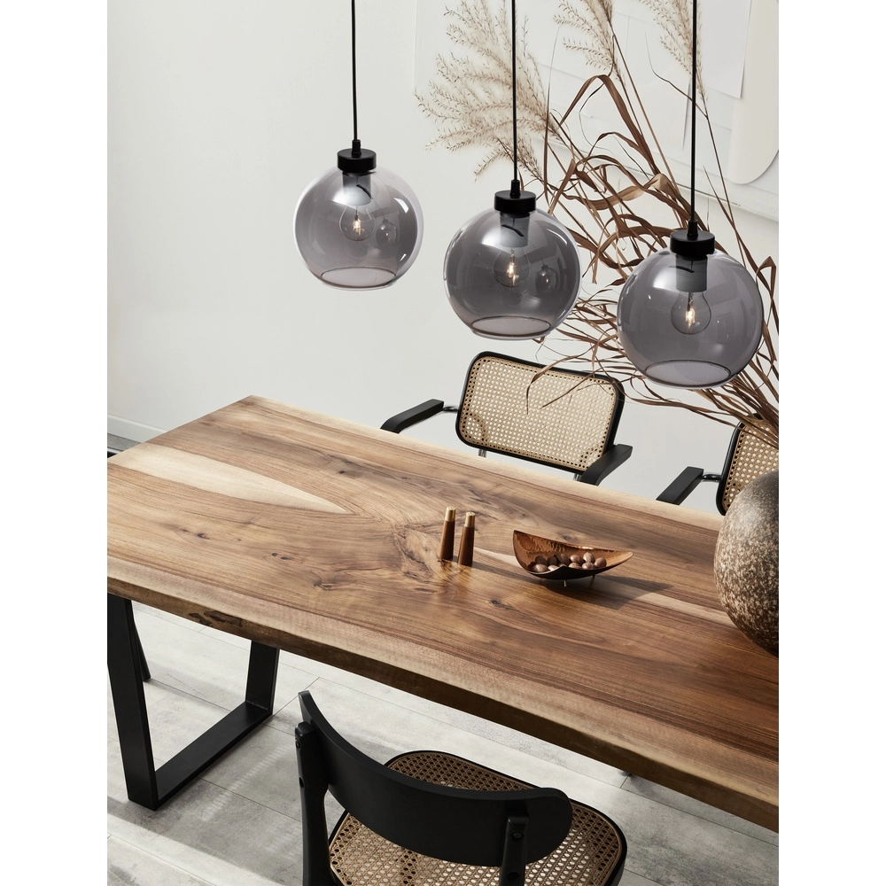 Pendant lamp Palmer 3-light straight black with smoke glass Lyora 5212017430960