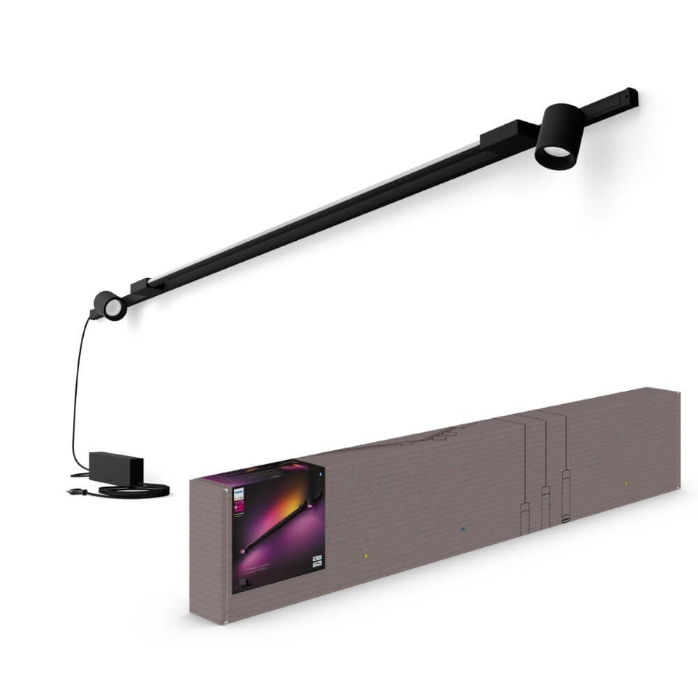 Hue Perifo - White and color set of 2 wall spotlights and gradient black Philips 8719514407886